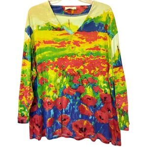 Orientique Naturally Australian Art To Wear Tunic Colorful Abstract Floral 1X